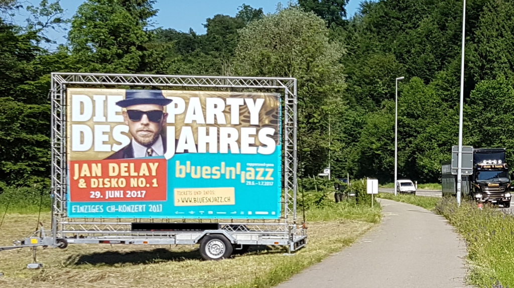 Mobile Eventwerbung für das Blues'n'Jazz Rapperswil